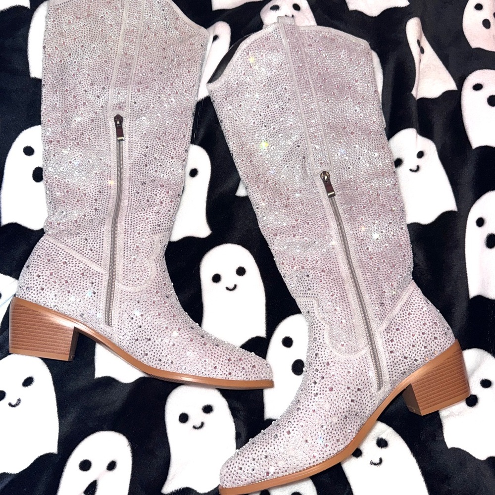 SHEIN Rhinestone Heeled Boots